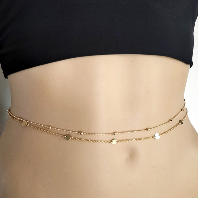 Hip Hop Metallic Sequin Silver Belly Waist Chain