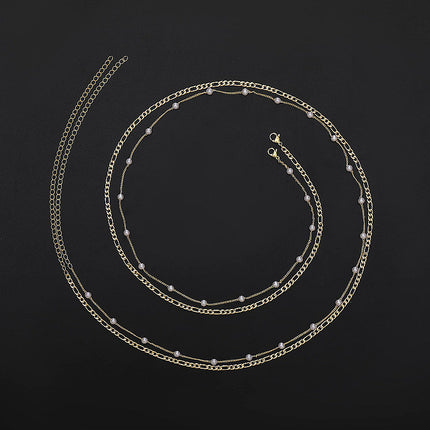Multi Layered Bead Pearl Waist Chain