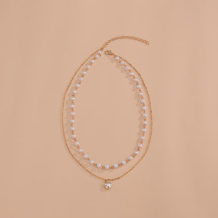 Chain Pearl Necklace for Women Baroque Metal
