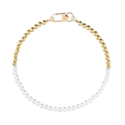 Round Pearl Two Color Beaded Necklace