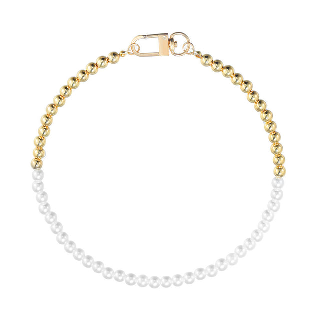 Round Pearl Two Color Beaded Necklace
