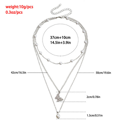 Rhinestone Multilayer butterfly Choker Chain Necklace