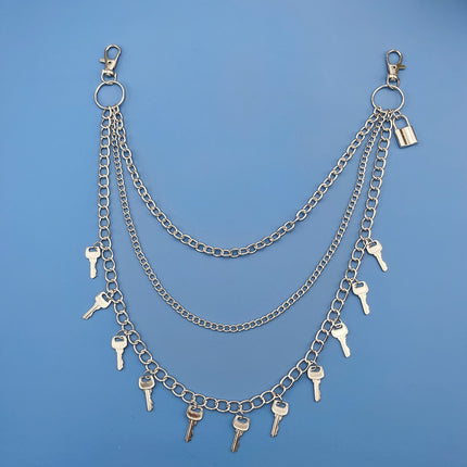 Vintage Metal Key Pendant Multi-layer Waist Chain