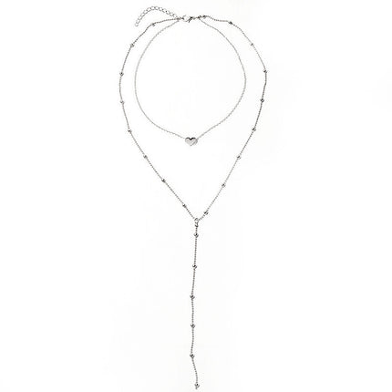 Heart Charm Beaded Long Chain Necklace - FASHION SHEGOODS LLC