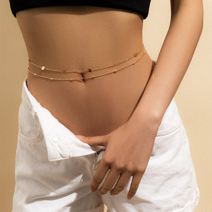 Popular Design Sexy Vintage Double-Deck Summer Beach Metal Waist Chain