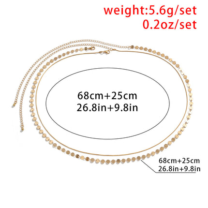Women Sequin Snake Bone Chain Double Waist Simple Geometric Body Chain