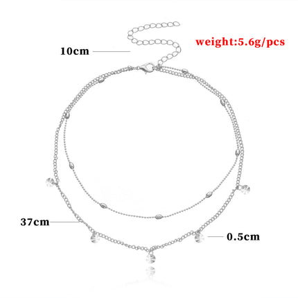 Small Crystal Stone Beads Chain Necklace