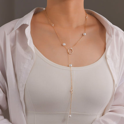 Pearl Chain Pendant Necklace for Women