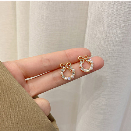 Pearl Bow Knot Stud Earrings for Women - FASHION SHEGOODS LLC