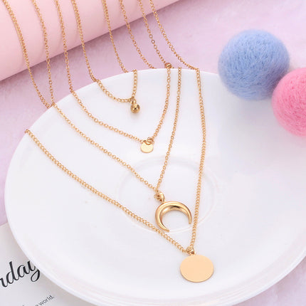 Multi-layer Necklace Moon Pendant - FASHION SHEGOODS LLC
