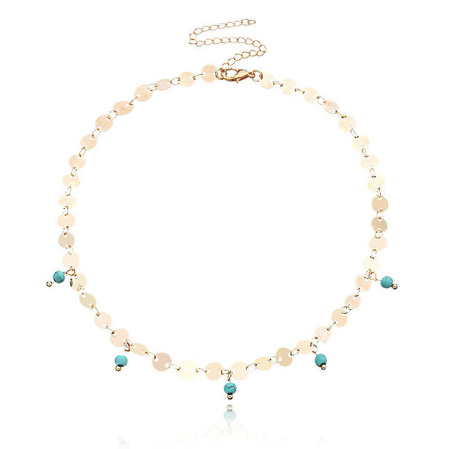 Sequins Dosc turquoise necklace