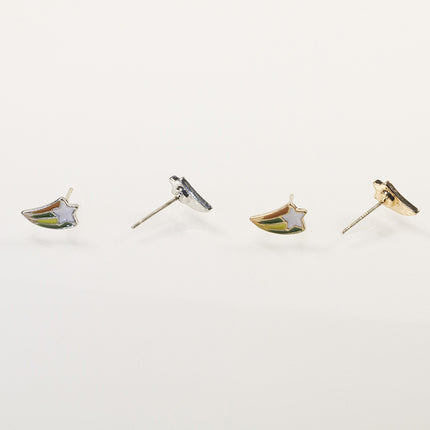 Rainbow pony stud earrings set