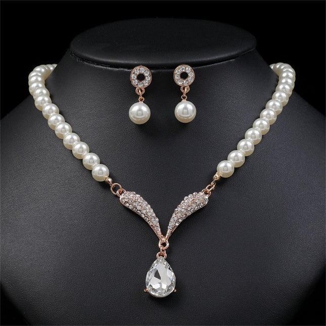 Lady Pearl Jewelry Sets Necklace Earrings Wedding Jewelry Sets - FASHION SHEGOODS LLC