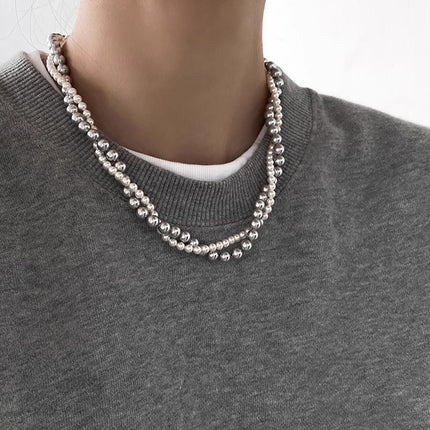 Layered Imitation Pearl Beaded Necklaces - FASHION SHEGOODS LLC