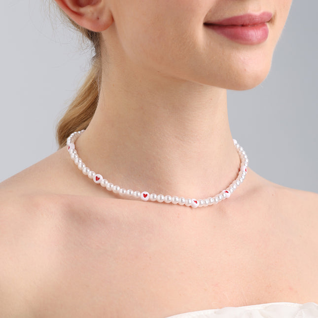 Love Imitation Pearl Necklace Beaded Clavicle Chain - FASHION SHEGOODS LLC
