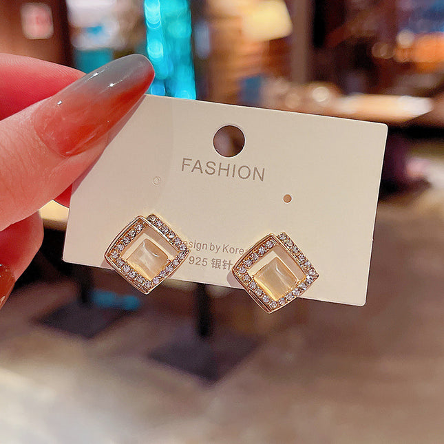 Opal Earrings Geometric Square - FASHION SHEGOODS LLC