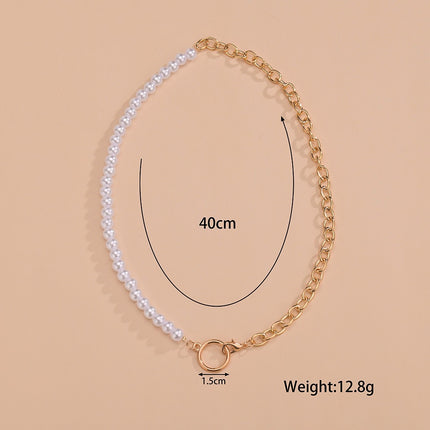 Baroque Pearl Half Pearl Half Chain Necklace