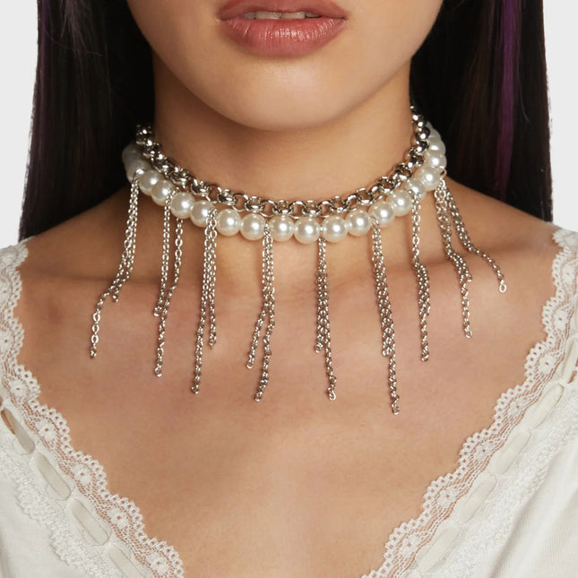 Tassel Sweater Chain Design Double Layer Vintage Necklace