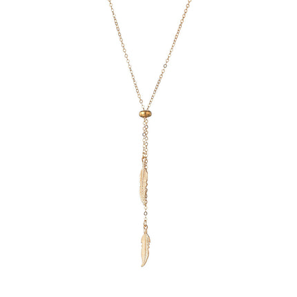 Sexy Square Long Tassel Leaf Pendant Necklace