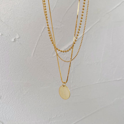 Multi 3 Layers Chain Metallic Metal Round Disc Pendant Necklace - FASHION SHEGOODS LLC