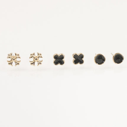 Clover flower stud earrings set