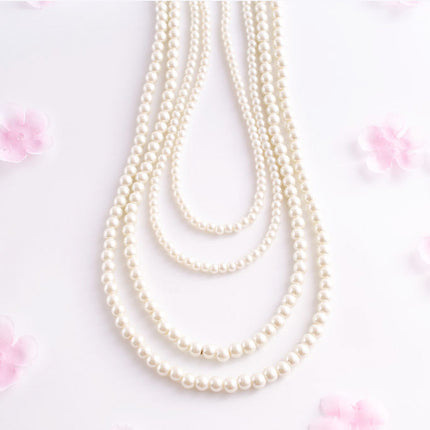 Retro Choker Necklace Multi-Layered Baroque Beaded Imitation Pearl