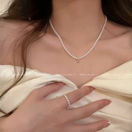 Vintage Style Simple Pearl Chain Choker Necklace for Women