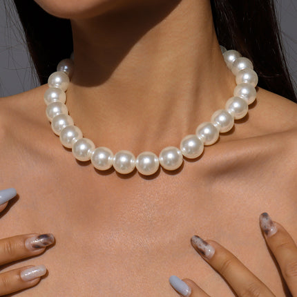 Big Pearl Beaded Choker Necklaces Collar for Women