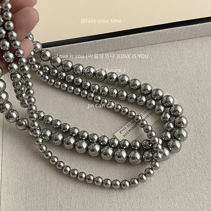 Gray Pearl Necklace Wedding Pearl Necklace for Brides - FASHION SHEGOODS LLC