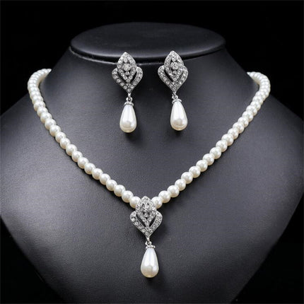Rhinestones Crystals Pearls Bridal Jewelry Set