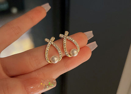 Elegant Cute Pearl Crystal Earrings