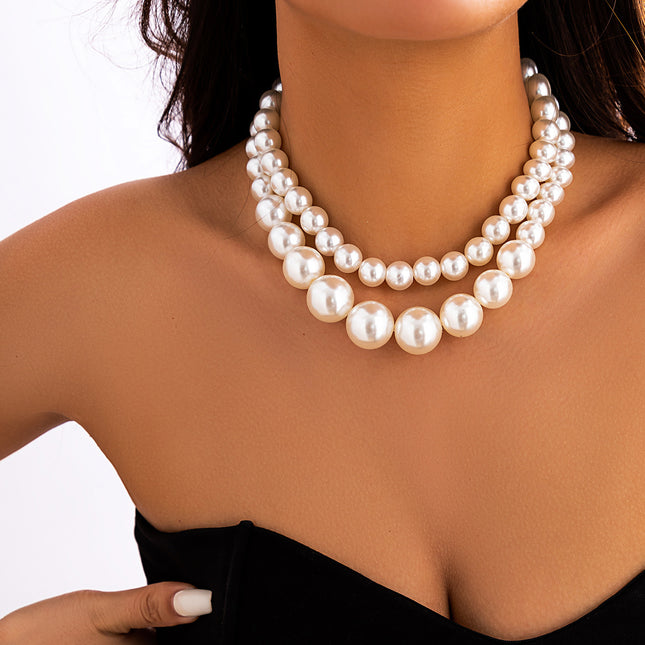 Retro Long Pearl Tassel Chain Female French Collar Fashion Double-layer Beaded Necklace