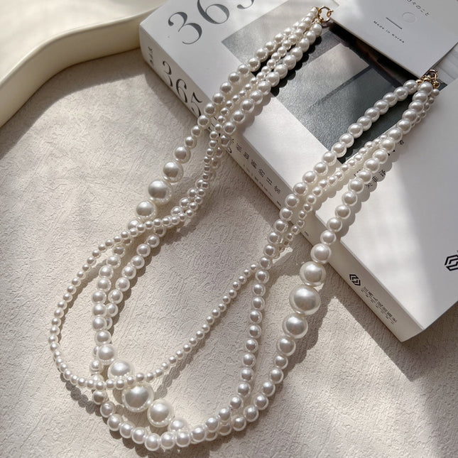 Multilayer Strand Simulated Pearl Statement Necklace