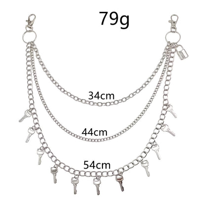 Vintage Metal Key Pendant Multi-layer Waist Chain