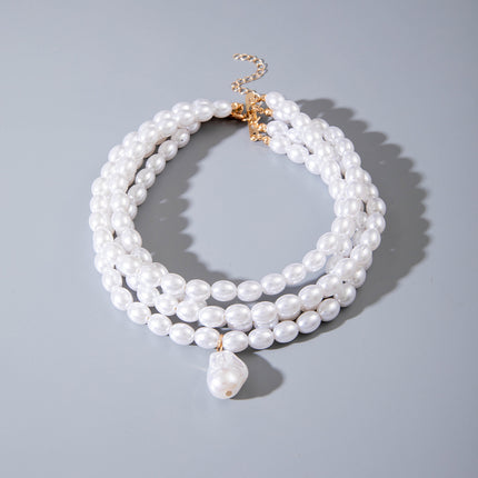 Multilayer Necklace Simple Pearl Choker Elegance Bridal Wedding Jewelry - FASHION SHEGOODS LLC