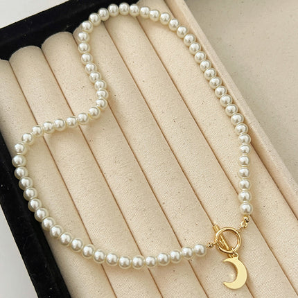 Moon Pearl Necklaces for Women Moon Pendant Baroque - FASHION SHEGOODS LLC