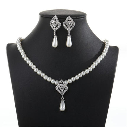 Rhinestones Crystals Pearls Bridal Jewelry Set