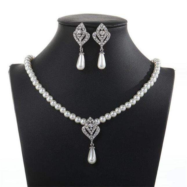 Rhinestones Crystals Pearls Bridal Jewelry Set