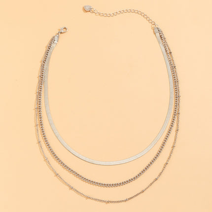 Chain Choker Necklace Gold Silver Plated Three Link Chains Layer Jewelry