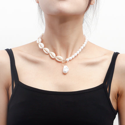 Fashion Pearl Pendant Chain Necklace Charm Faux Jewelry