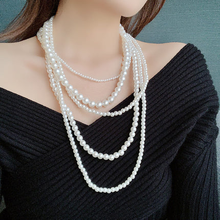 Multi-layered Pearl Beaded Necklace