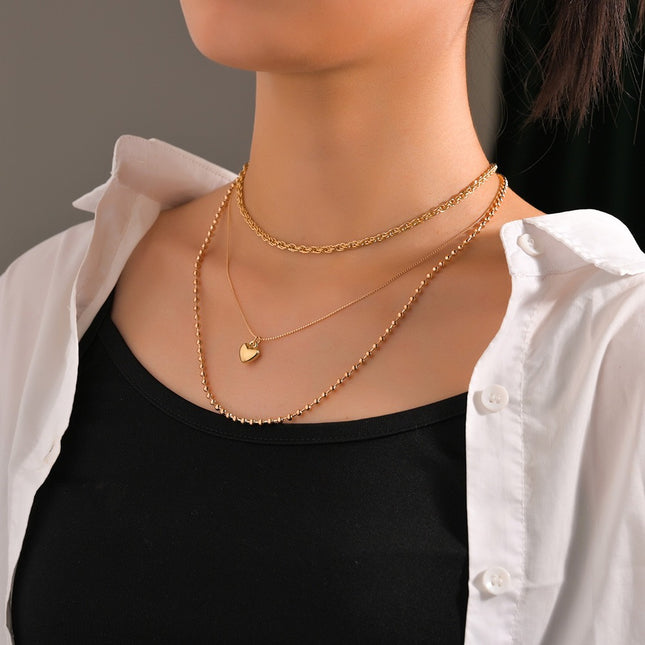 Multi Layer Heart Necklace for Women - FASHION SHEGOODS LLC