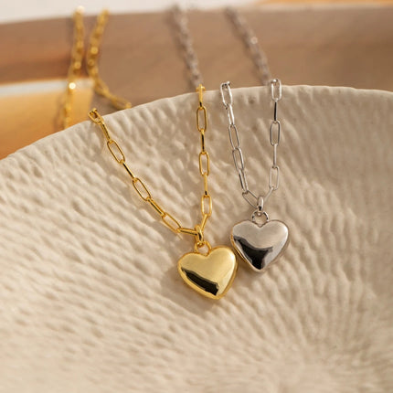 Vintage Gold Heart Charm Necklace