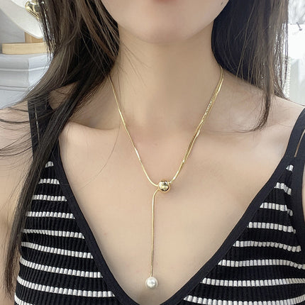 Long Tassel Choker Necklace for Women Small Ball Pendant - FASHION SHEGOODS LLC