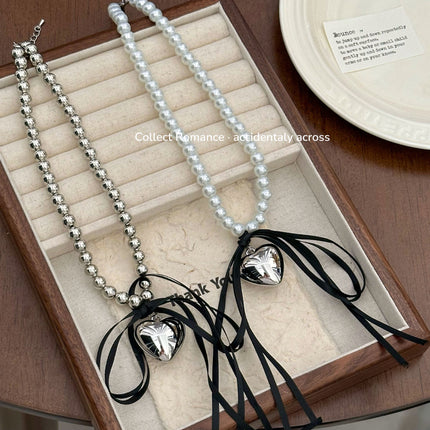 Heart Bowknot Pearl Necklaces - FASHION SHEGOODS LLC