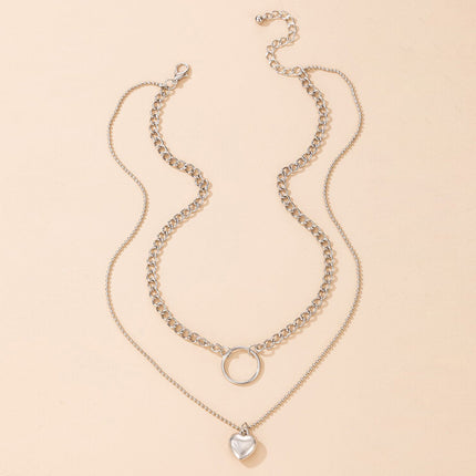 Heart Layered Chain Necklace for Women