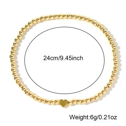 Metallic Beads Love Heart Anklets Jewelry