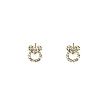 Rhinestone Heart Tiny Stud Earrings