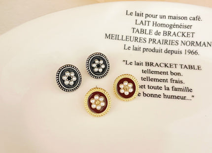 Flower Pearl Design Earrings Round Pearl Earrings