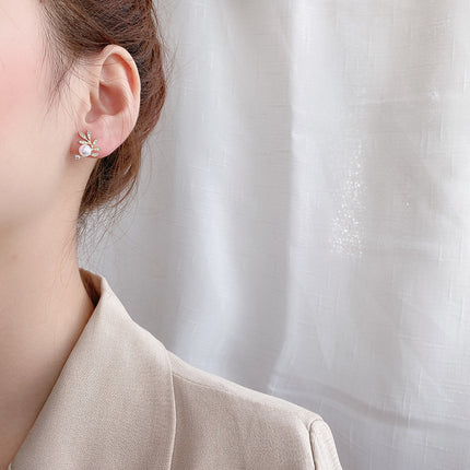 Crystal Leaf Stud Earrings for Women